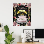 Poster Panneau de bienvenue Roses Chaise Rose Papillons S (Bureau à domicile)
