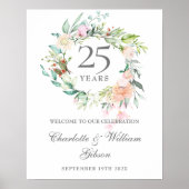 Poster Panneau de bienvenue Roses pour le 25e anniversair (Devant)