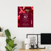 Poster Panneau de bienvenue Ruby Red Floral 40e anniversa (Bureau à domicile)