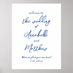 Poster Panneau de bienvenue simple manuscrit bleu pour ma