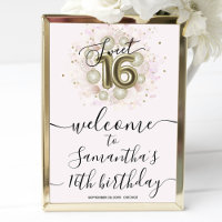Panneau de bienvenue Sweet 16 en or rose