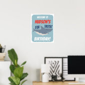 Poster Panneau de bienvenue thème d'anniversaire requin f (Bureau à domicile)