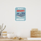 Poster Panneau de bienvenue thème d'anniversaire requin f (Cuisine)