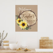 Poster Panneau de bienvenue Tournesol rustique et tranche (Cuisine)