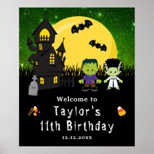 Poster Panneau de bienvenue vert pour l'anniversaire d'Ha