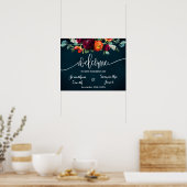 Poster Panneau de bienvenue vin de mariage Navy Bourgogne (Cuisine)