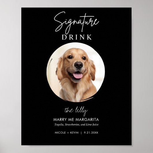 Poster Panneau de boissons de mariage de chien imprimable (Devant)