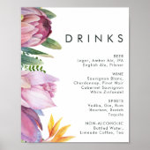 Poster Panneau de Boissons de Mariage Fleuris Tropicaux C (Devant)