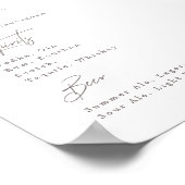 Poster Panneau de boissons de signature de calligraphie d (Coin)