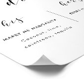 Poster Panneau de boissons de signature de mariage de cal (Coin)