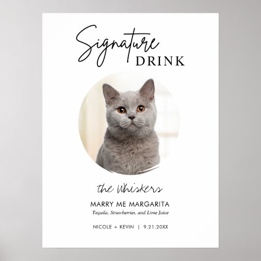 Poster Panneau de boissons de signature de mariage de cha (Devant)