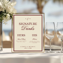 Poster Panneau de boissons de signature d'Ivoire & Bourgo