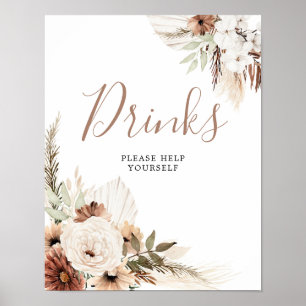 Poster Panneau de Boissons en Herbe de Pampas Bohème Beig