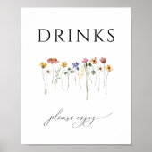 Poster Panneau de boissons Fleurs sauvages colorées (Devant)