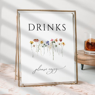 Poster Panneau de boissons Fleurs sauvages colorées