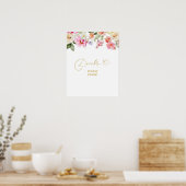 Poster Panneau de boissons florales de printemps simple p (Cuisine)