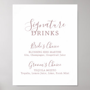 Poster Panneau de boissons minimaliste Rose Gold Signatur