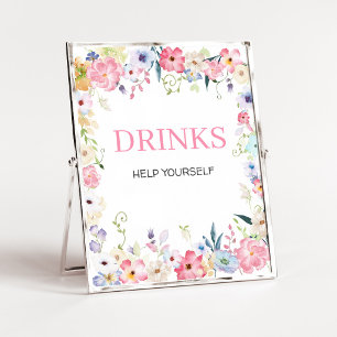 Poster Panneau de boissons pour Baby Shower Fleur de Bébé
