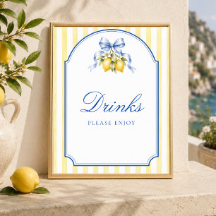 Poster Panneau de boissons pour Baby Shower Jaune Citron