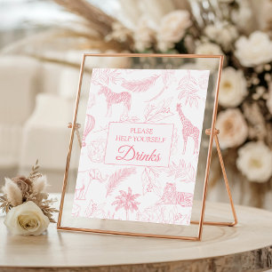 Poster Panneau de boissons pour Baby Shower Safari Jungle