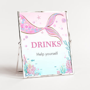 Poster Panneau de boissons pour Baby Shower Sirène