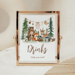 Poster Panneau de boissons pour Baby Shower sur les Anima