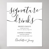 Poster Panneau de boissons signature noir et blanc (Devant)