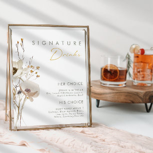 Poster Panneau de boissons signatures aux fleurs sauvages
