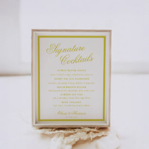 Poster Panneau de boissons signatures de mariage Citrus