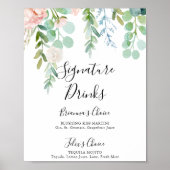 Poster Panneau de boissons signatures florales tropicales (Devant)