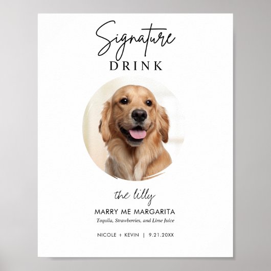 Poster Panneau de boissons signatures pour mariage de chi (Devant)