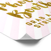Poster Panneau de Booth de Mariage Rayures Rose Or (Coin)