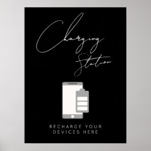 Poster panneau de borne de recharge moderne pour mariage