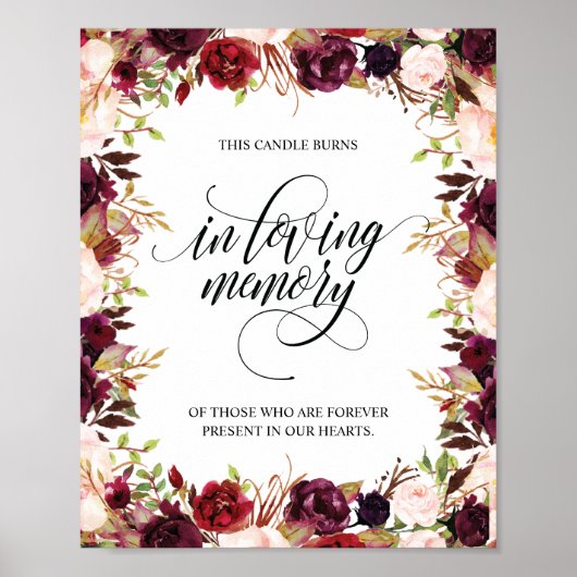 Poster Panneau de bougie commémorative à la mémoire de ce (Devant)