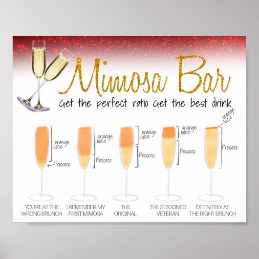 Poster Panneau de Brunch de Mariage Bar à Mimosa à Paille (Devant)