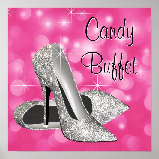 Poster Panneau de Buffet de Bonbons Chaussure à Talon Hau (Devant)