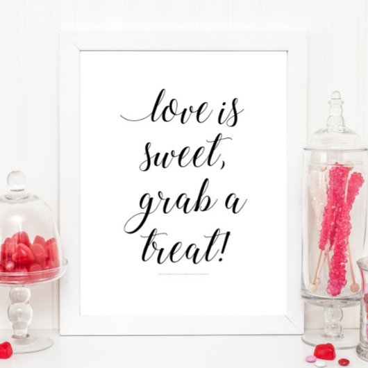 Poster Panneau de buffet de bonbons "L'amour est doux, pr