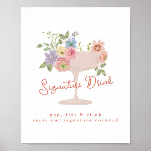 Poster Panneau de Buisson de Fleurs d'Amour pour Boisson