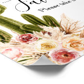 Poster Panneau de Cactus Boho Fleurs Roses Herbe de Pampa (Coin)