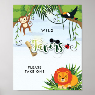 Poster Panneau de cadeau de fête de bébé Safari Jungle Sa