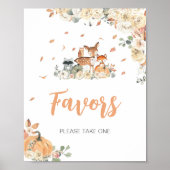 Poster Panneau de cadeaux d'animaux de la forêt florale (Devant)