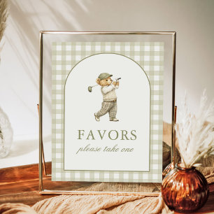 Poster Panneau de cadeaux de baby shower garcon golf Ging