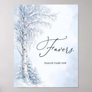 Poster Panneau de cadeaux de bouleau gelé