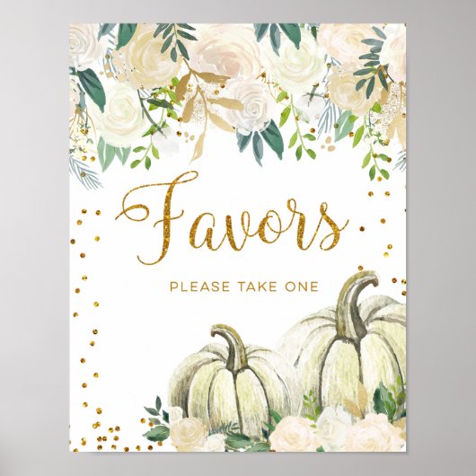 Poster Panneau de cadeaux de fête de citrouille or et bla (Devant)