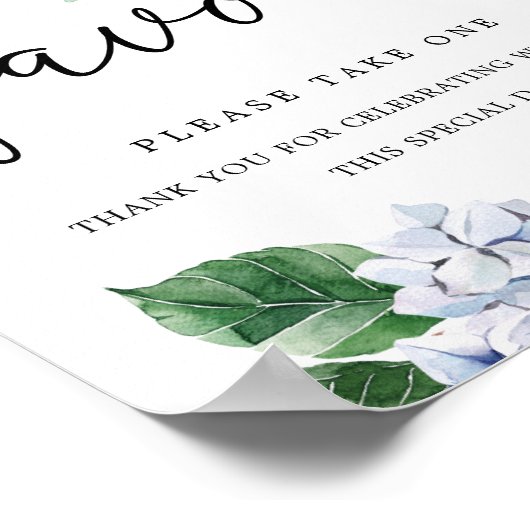 Poster Panneau de cadeaux de fleurs d'hortensia bleue (Coin)