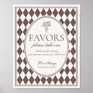 Poster Panneau de cadeaux de mariage à carreaux Harlequin