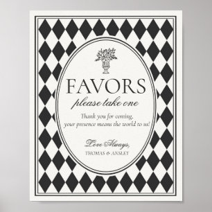 Poster Panneau de cadeaux de mariage à carreaux Harlequin