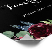 Poster Panneau de cadeaux de mariage botanique noir rusti (Coin)