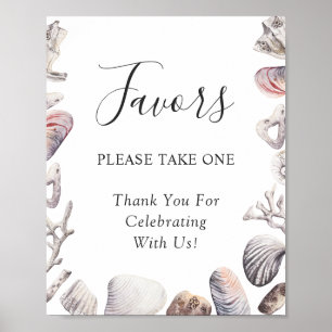 Poster Panneau de cadeaux de mariage de plage de corail d