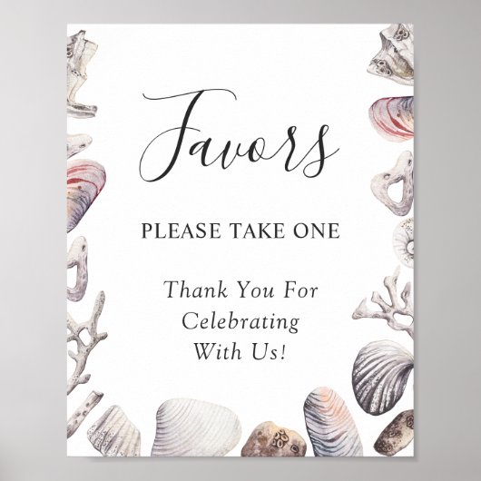 Poster Panneau de cadeaux de mariage de plage de corail d (Devant)